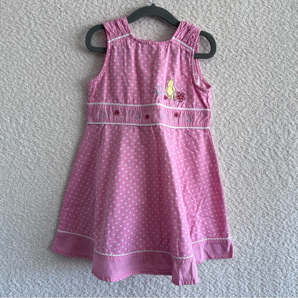 Classic Pooh Vintage Toddler 90s Pink‎ Polka Dot Winnie The Pooh Dress Size 5T